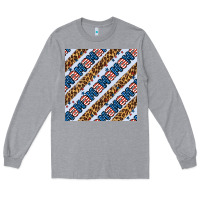 Heather Grey american mama leopard seamless pattern Long Sleeve Tee - BundleAndBundleShop