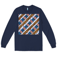 Navy american mama leopard seamless pattern Long Sleeve Tee - BundleAndBundleShop