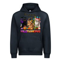 Navy happy hallothanksmas cats Urban Hoodie - texasbilliewilder