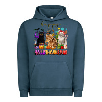 Pigment Midnight Navy happy hallothanksmas cats Urban Hoodie - texasbilliewilder