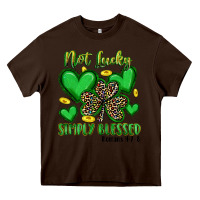 Chocolate Brown not lucky simply blessed Heavy Core Tee - Artiststas