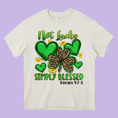 Not Lucky Simply Blessed Heavy Core Tee Designed By Artiststas