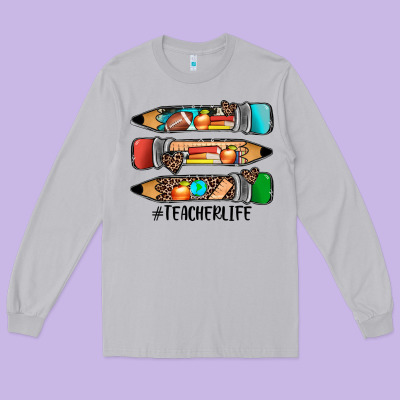 #teacherlife Pencils Long Sleeve Tee Designed By Jahusdesignshop