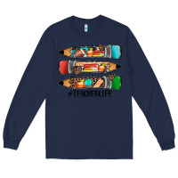 Navy #teacherlife pencils Long Sleeve Tee - JahusDesignShop