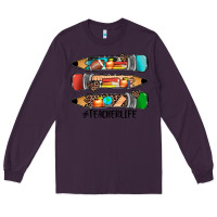 Plum #teacherlife pencils Long Sleeve Tee - JahusDesignShop