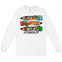 White #teacherlife pencils Long Sleeve Tee - JahusDesignShop