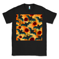 Black halloween bat and roses seamless pattern Classic Tee - BundleAndBundleShop