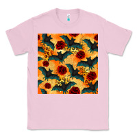 Bubblegum Pink halloween bat and roses seamless pattern Classic Tee - BundleAndBundleShop