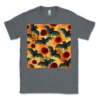 Charcoal Heather halloween bat and roses seamless pattern Classic Tee - BundleAndBundleShop
