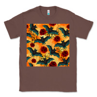 Chestnut halloween bat and roses seamless pattern Classic Tee - BundleAndBundleShop