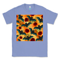 Colony Blue halloween bat and roses seamless pattern Classic Tee - BundleAndBundleShop