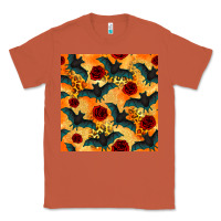 Copper halloween bat and roses seamless pattern Classic Tee - BundleAndBundleShop