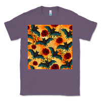 Lavender halloween bat and roses seamless pattern Classic Tee - BundleAndBundleShop
