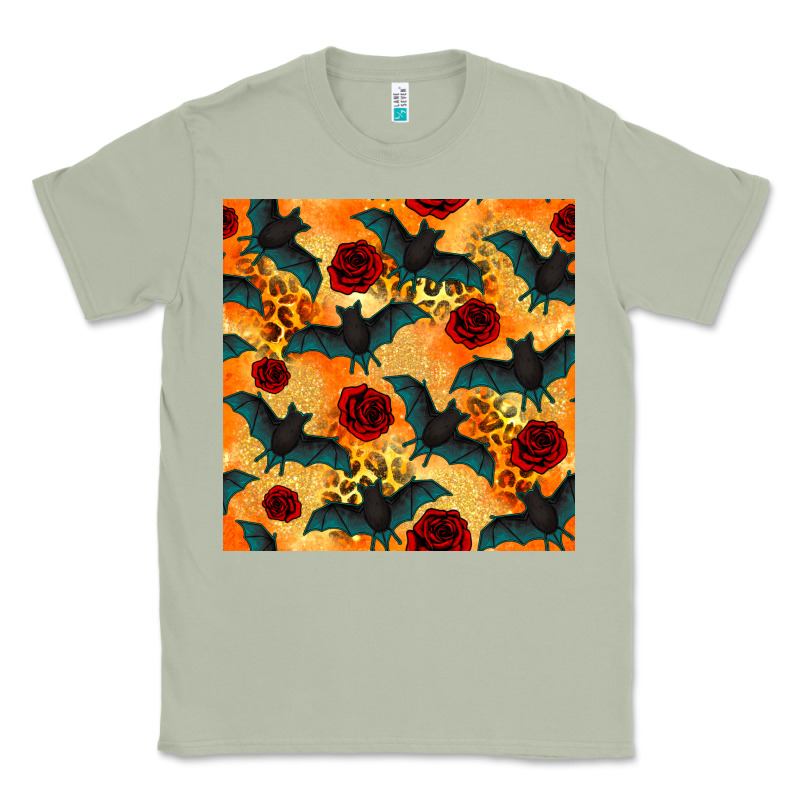 Halloween Bat And Roses Seamless Pattern Classic Tee by BundleAndBundleShop | Teevron