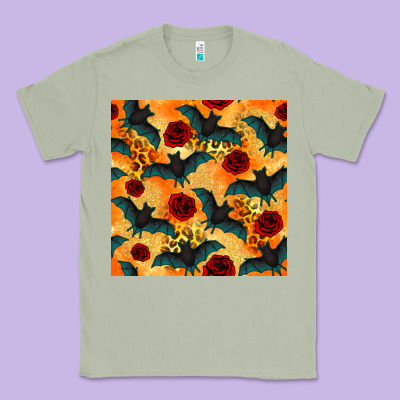 Halloween Bat And Roses Seamless Pattern Classic Tee Designed By Bundleandbundleshop