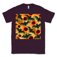 Plum halloween bat and roses seamless pattern Classic Tee - BundleAndBundleShop