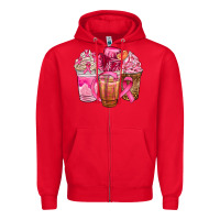Red breast cancer coffee cups Zipper Hoodie - NancyCooperArtShop