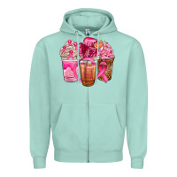 Seafoam breast cancer coffee cups Zipper Hoodie - NancyCooperArtShop