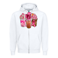 White breast cancer coffee cups Zipper Hoodie - NancyCooperArtShop