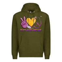 Army Green peace love nursing Premium Hoodie - AdoDesignShop