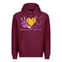 Burgundy peace love nursing Premium Hoodie - AdoDesignShop