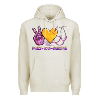 Oatmeal Heather peace love nursing Premium Hoodie - AdoDesignShop