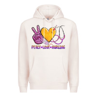 Pale Pink peace love nursing Premium Hoodie - AdoDesignShop
