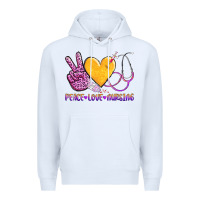 White peace love nursing Premium Hoodie - AdoDesignShop
