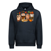Navy Pumpkin Spice Coffee Cups Urban Hoodie - texasbilliewilder
