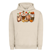 Pigment French Oak Pumpkin Spice Coffee Cups Urban Hoodie - texasbilliewilder