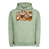 Pigment Oil Green Pumpkin Spice Coffee Cups Urban Hoodie - texasbilliewilder