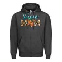 Charcoal Heather Western Show Mom Red Angus Zipper Hoodie - LillyAllenDesigns
