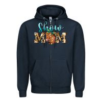 Navy Western Show Mom Red Angus Zipper Hoodie - LillyAllenDesigns