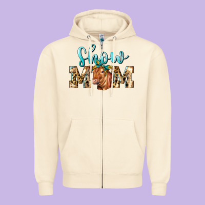 Western Show Mom Red Angus Zipper Hoodie Designed By Lillyallendesigns