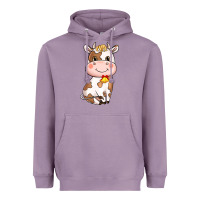 Lavender cartoon cow Heavyweight Hoodie - NancyCooperArtShop