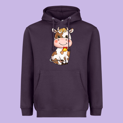 Cartoon Cow Heavyweight Hoodie Designed By Nancycooperartshop