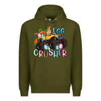 Army Green egg crusher monster truck easter Premium Hoodie - Artiststas
