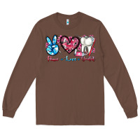 Chestnut peace love dental Long Sleeve Tee - AdoDesignShop