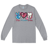 Heather Grey peace love dental Long Sleeve Tee - AdoDesignShop