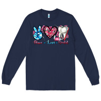 Navy peace love dental Long Sleeve Tee - AdoDesignShop