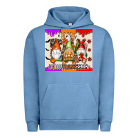 Pigment Pebble Blue Happy Hallothanksmas gnomes Urban Hoodie - texasbilliewilder