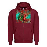 Burgundy country boots and cowboy hat christmas Zipper Hoodie - Jasminsmagicworld