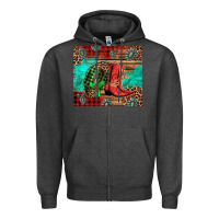Charcoal Heather country boots and cowboy hat christmas Zipper Hoodie - Jasminsmagicworld