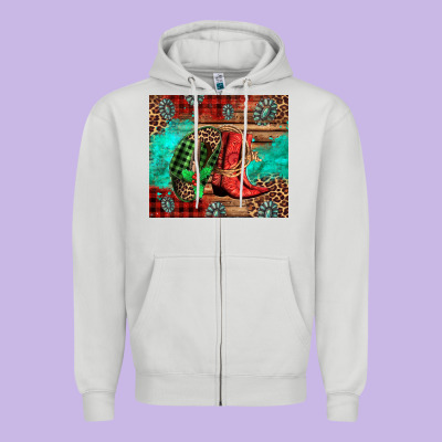 Country Boots And Cowboy Hat Christmas Zipper Hoodie Designed By Jasminsmagicworld