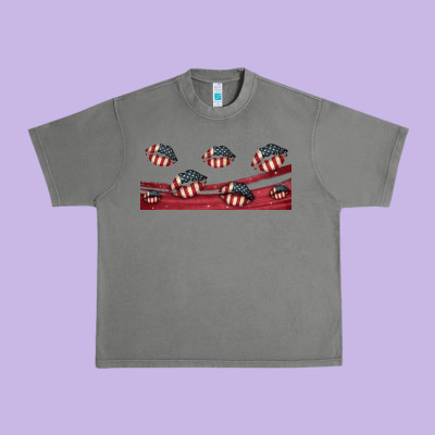 American Flag Lips 16oz Libbey Cup Urban Heavy Tee Designed By Hra Design Shop