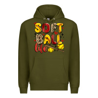 Army Green softball life Premium Hoodie - Artiststas