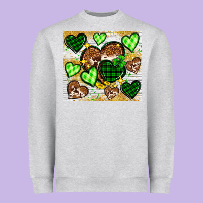 St. Patrick's Day Hearts Tumbler Heavyweight Sweatshirt Designed By Neo Western