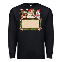 Black santa reindeer snowman preview and costom name Premium Sweatshirt - MaliasSmallBusiness