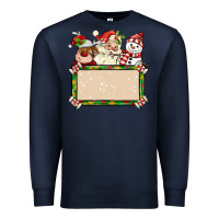Navy santa reindeer snowman preview and costom name Premium Sweatshirt - MaliasSmallBusiness