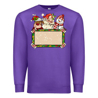 Purple santa reindeer snowman preview and costom name Premium Sweatshirt - MaliasSmallBusiness